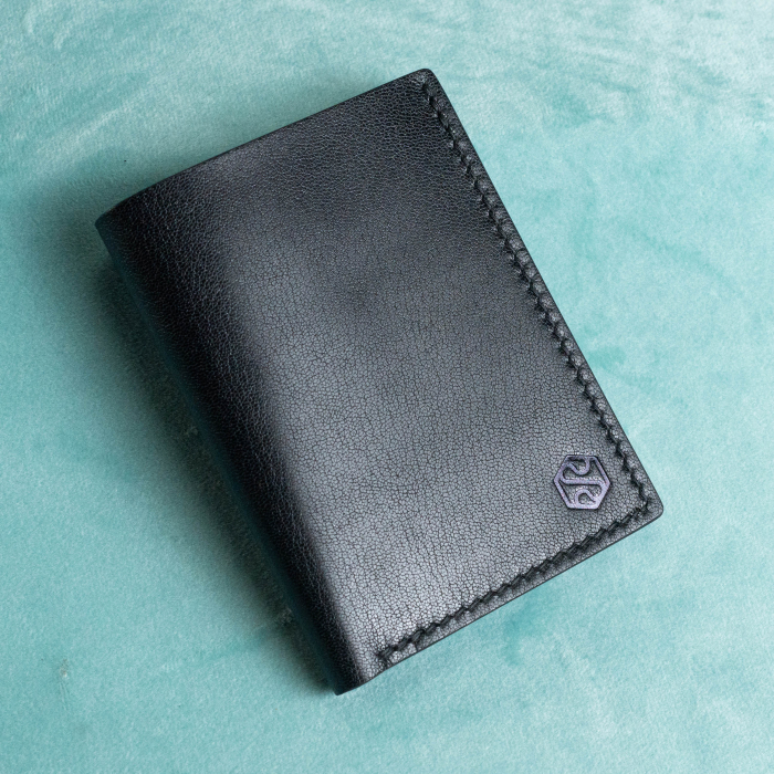 “The full one” – MBH - Portofel barbati, bifold, din piele naturala de capra, cusut manual -  Negru [1]