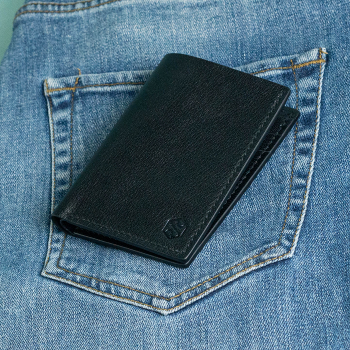 “The full one” – MBH - Portofel barbati, bifold, din piele naturala de capra, cusut manual -  Negru [3]