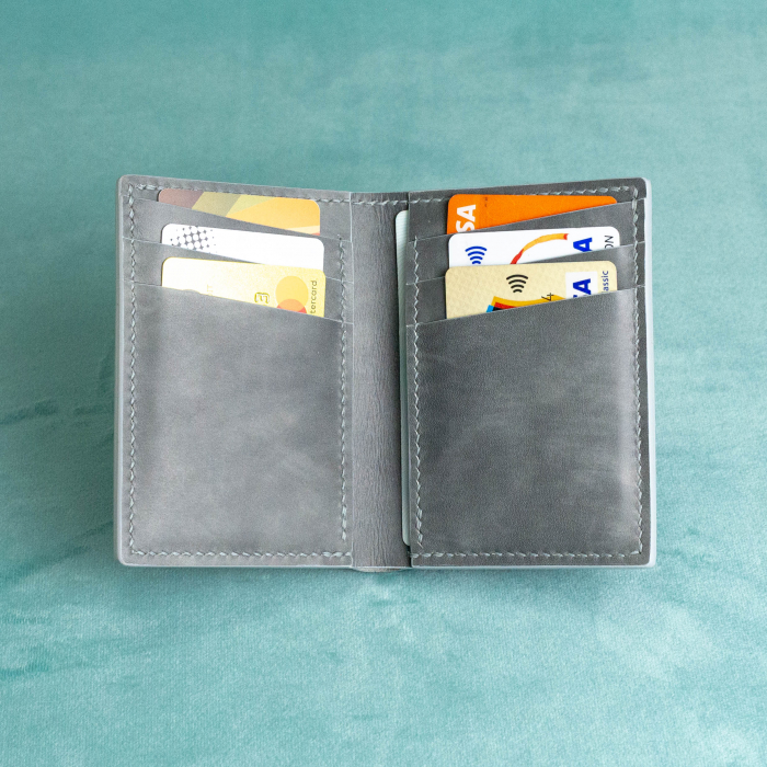 “The full one” – MBH - Portofel barbati, bifold, din piele naturala de vita, cusut manual -  Gri [2]