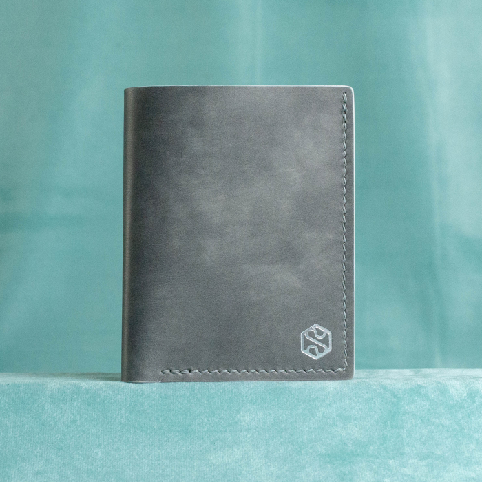 “The full one” – MBH - Portofel barbati, bifold, din piele naturala de vita, cusut manual -  Gri [4]