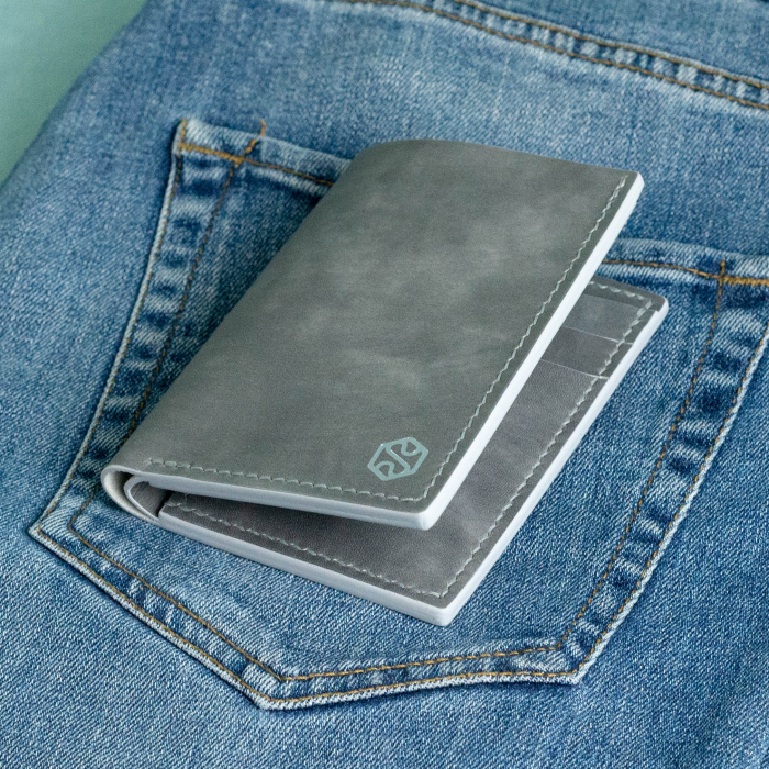 “The full one” – MBH - Portofel barbati, bifold, din piele naturala de vita, cusut manual -  Gri [3]