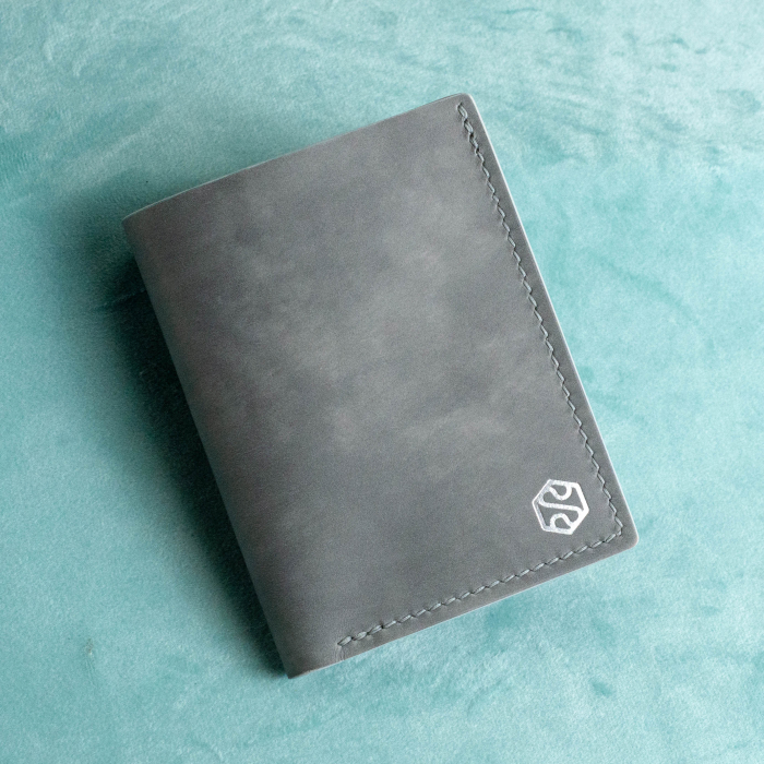 “The full one” – MBH - Portofel barbati, bifold, din piele naturala de vita, cusut manual -  Gri [1]