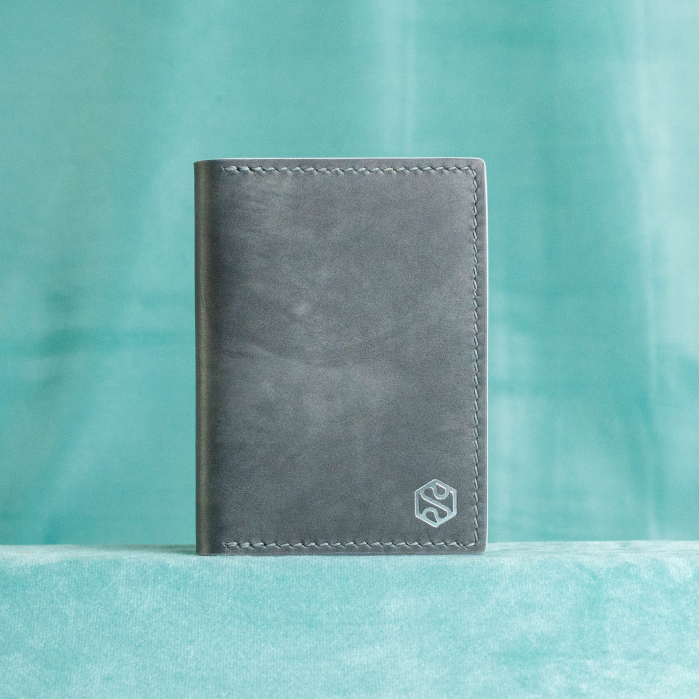 “The SLIM One Plus” – MBH - Portofel barbati, SLIM, din piele naturala de vită, -  Gri cu accente galbene [4]