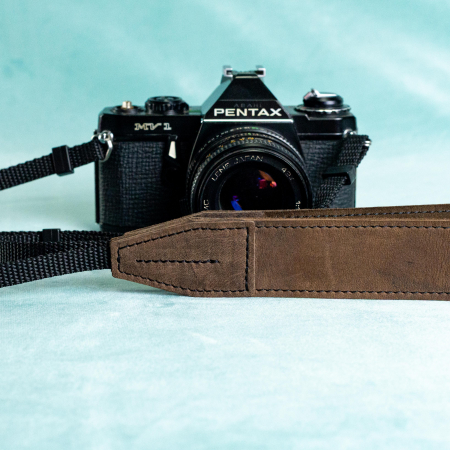 Curea - Strap din piele naturala pentru camere foto si aparate DSLR - Maro antic [4]