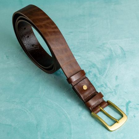 „Jean 40” -  Curea barbati din piele naturala cu accesorii de ALAMA – Maro [1]