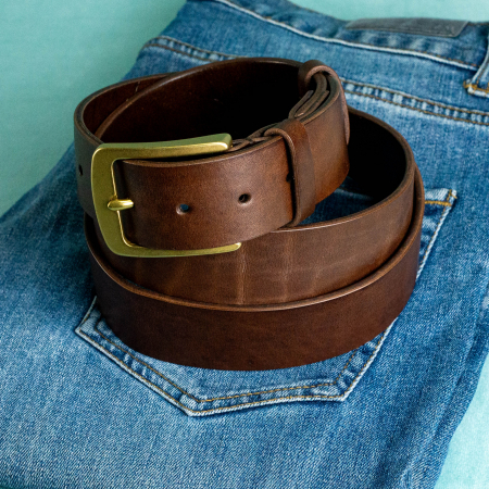 „Jean 40” -  Curea barbati din piele naturala cu accesorii de ALAMA – Maro [5]