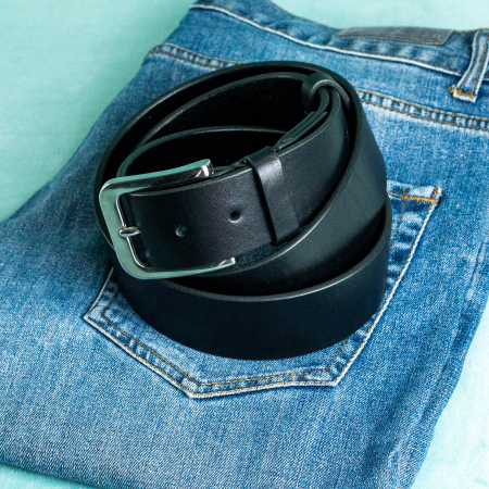 „Jean 40” -  Curea barbati din piele naturala cu accesorii de INOX - Negru [5]