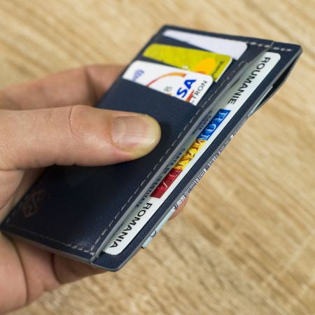 Portcard barbati, SLIM, din piele naturala, Bleumarin [2]