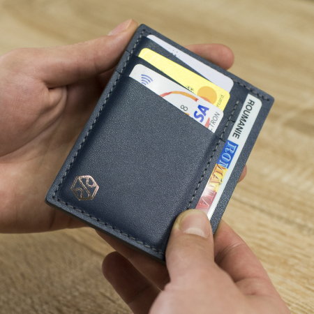 Portcard barbati, SLIM, din piele naturala, Bleumarin [1]