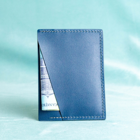 Portcard barbati, SLIM, din piele naturala, Bleumarin [5]