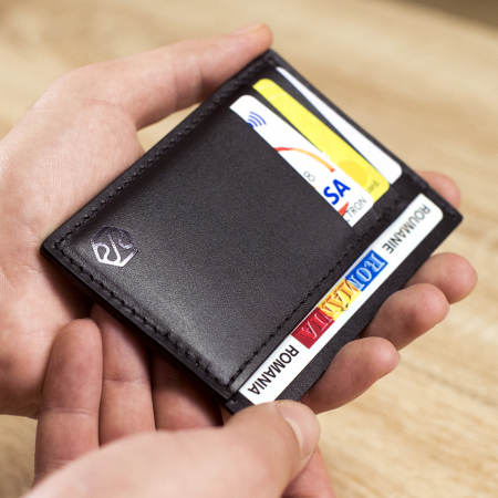Portcard barbati, SLIM, din piele naturala, Negru [1]