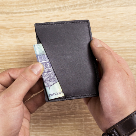 Portcard barbati, SLIM, din piele naturala, Negru [2]