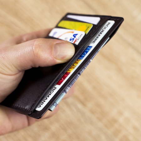 Portcard barbati, SLIM, din piele naturala, Negru [3]