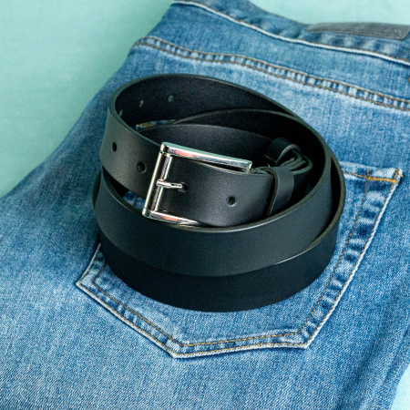 „Suit 30” – Curea SLIM pentru barbati din piele naturala pentru costum – Negru [5]