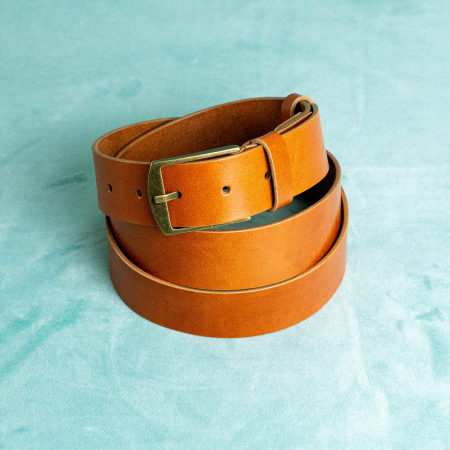 Curele Basic - „Suit&Jeans 35” – Curea barbati din piele naturala – Maro Coniac