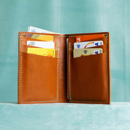 “The full one” – MBH - Portofel barbati, bifold, din piele naturala de vita, cusut manual -  Maro Coniac [4]