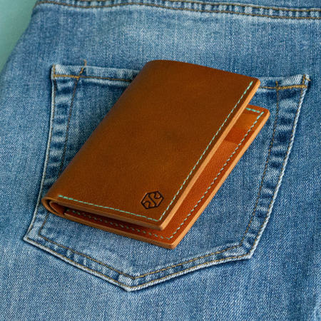 “The full one” – MBH - Portofel barbati, bifold, din piele naturala de vita, cusut manual -  Maro Coniac [2]