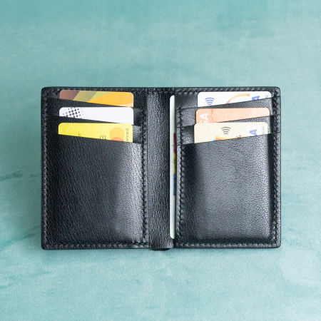 “The full one” – MBH - Portofel barbati, bifold, din piele naturala de capra, cusut manual -  Negru [1]