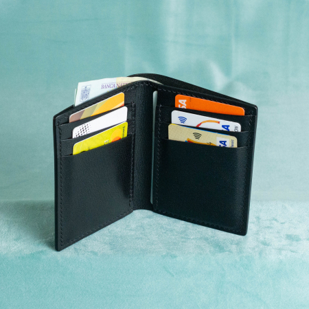 “The full one” – MBH - Portofel barbati, bifold, din piele naturala de capra, cusut manual -  Negru [5]