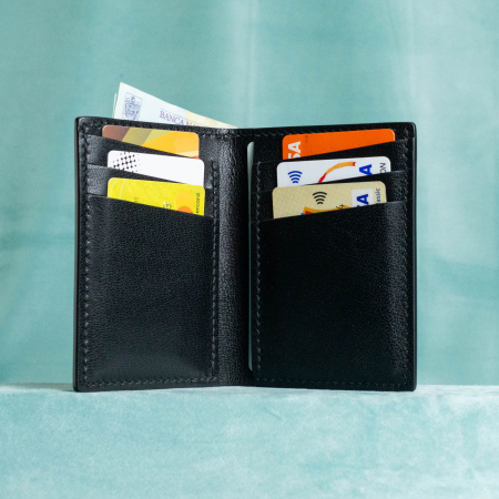 “The full one” – MBH - Portofel barbati, bifold, din piele naturala de capra, cusut manual -  Negru [4]
