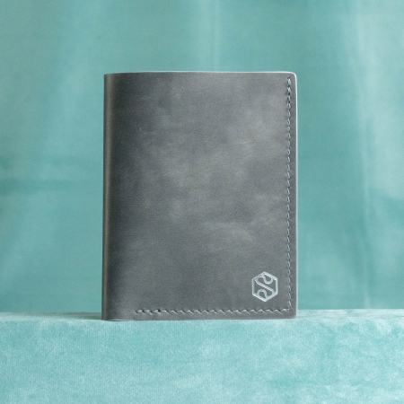 “The full one” – MBH - Portofel barbati, bifold, din piele naturala de vita, cusut manual -  Gri [3]