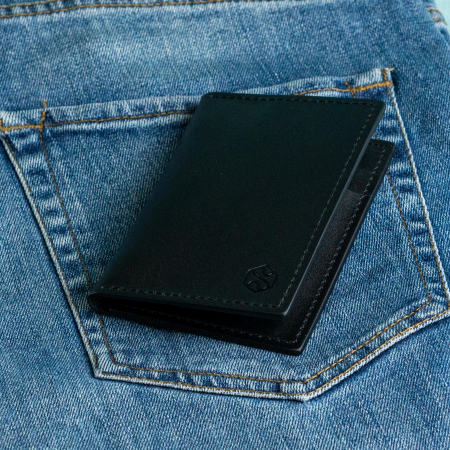 “The SLIM One” – Portofel barbati, SLIM, din piele naturala de vită - Negru [2]