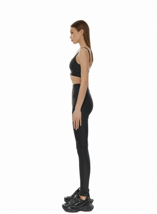 LEGGINS cu element decorativ LOGO, negru [3]