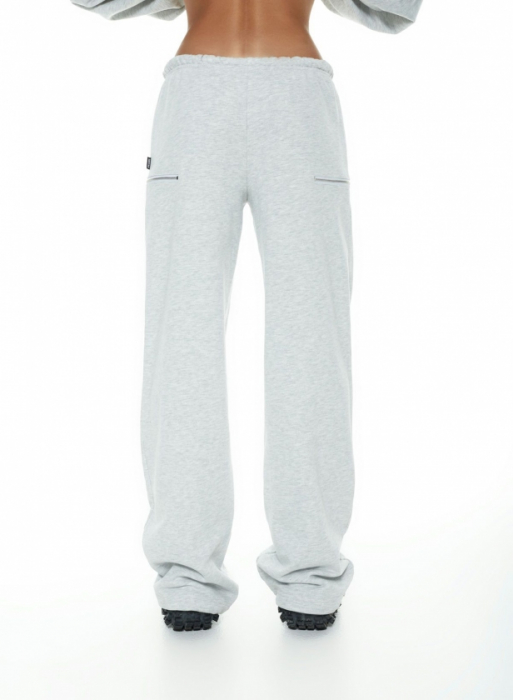 Pantaloni cu fermoare accentuate, gri melange [4]