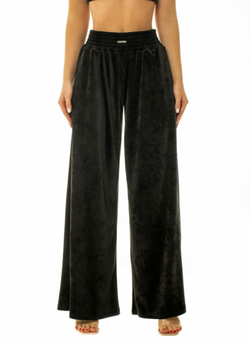 Pantaloni de jogging din velur, negri [2]