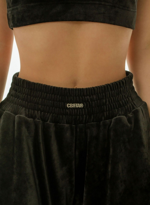 Pantaloni de jogging din velur, negri [3]