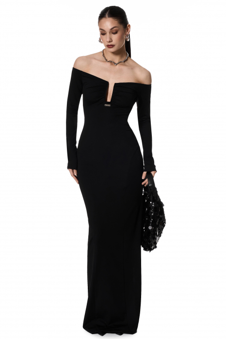 Rochie cu decolteu accentuat, neagra [1]