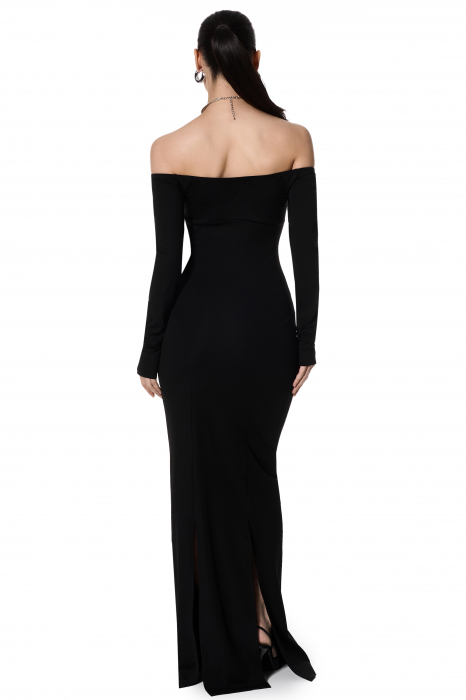 Rochie cu decolteu accentuat, neagra [2]