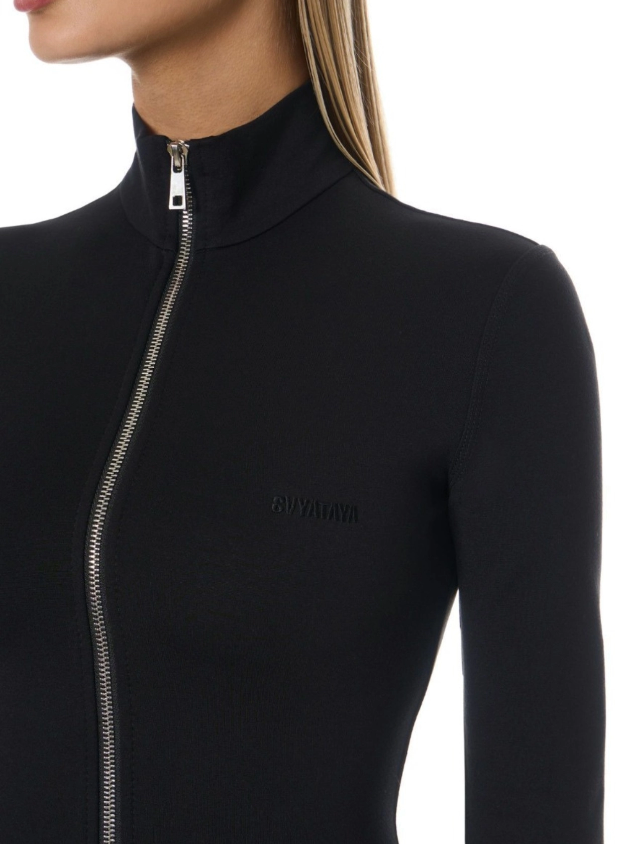 Rochie mini cu fermoar, neagra [2]