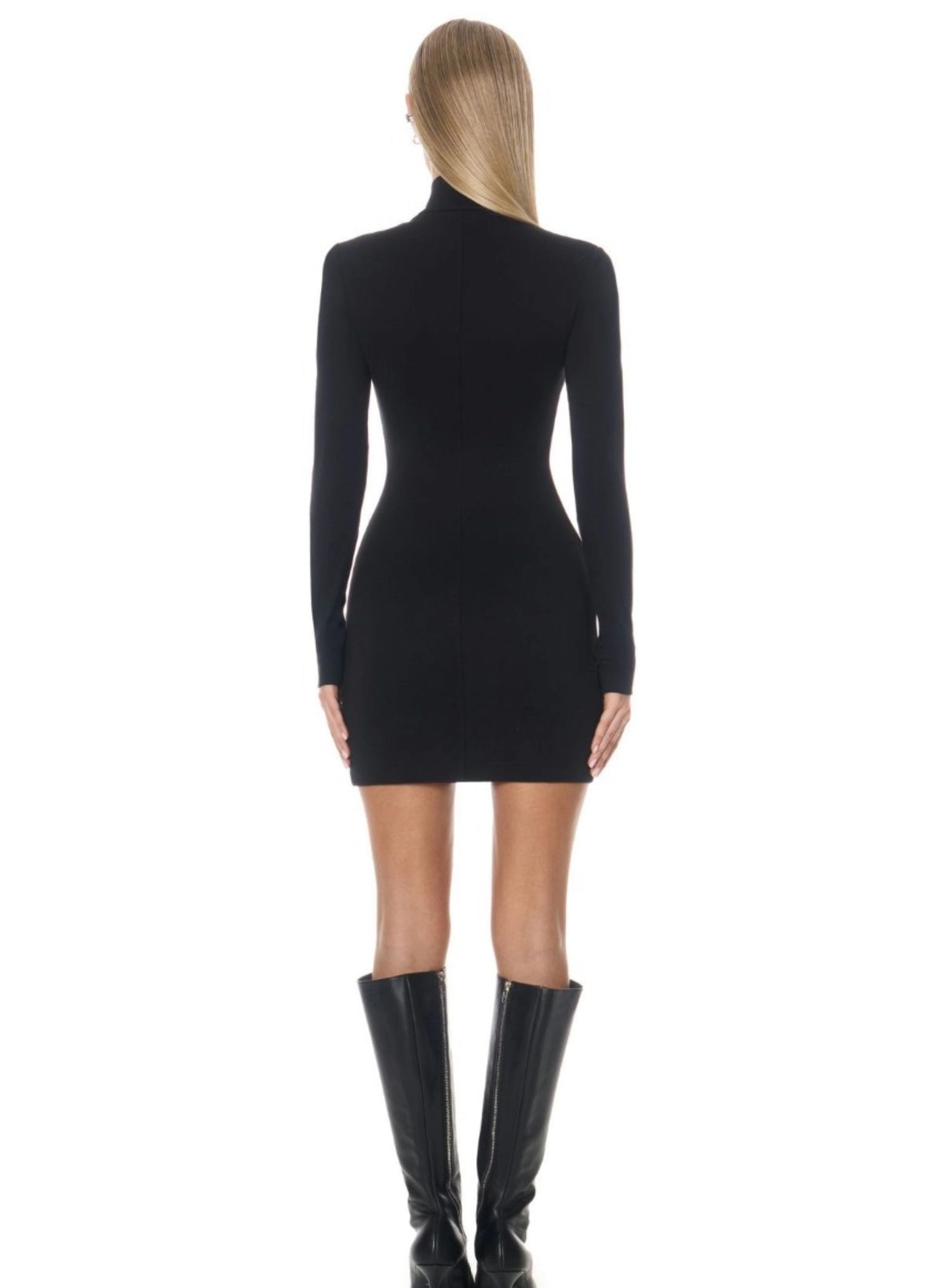 Rochie mini cu fermoar, neagra [3]