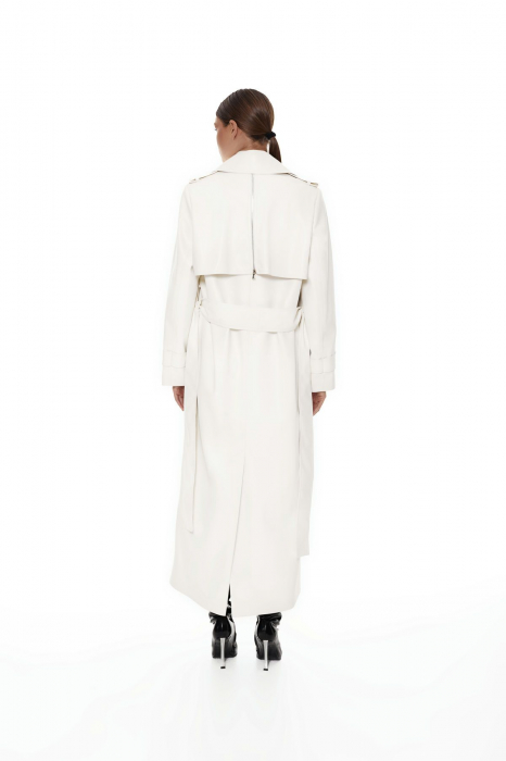 Trench din piele eco, milky [6]