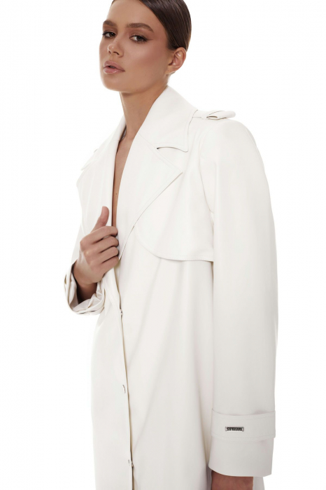 Trench din piele eco, milky [4]