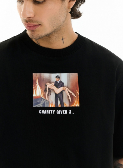 Tricou de bază CHARITY GIVER 3, negru [2]