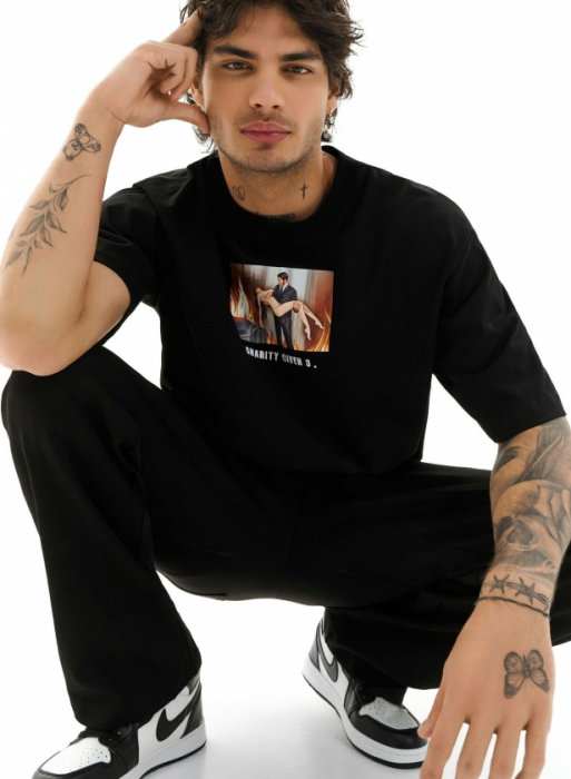 Tricou de bază CHARITY GIVER 3, negru [4]