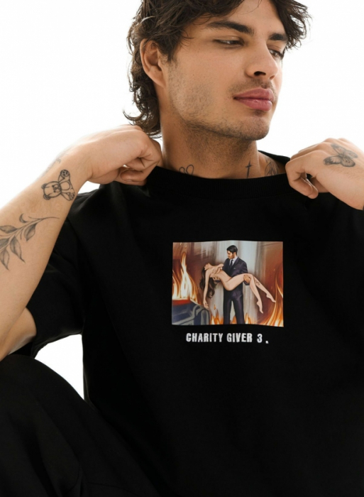 Tricou de bază CHARITY GIVER 3, negru [7]