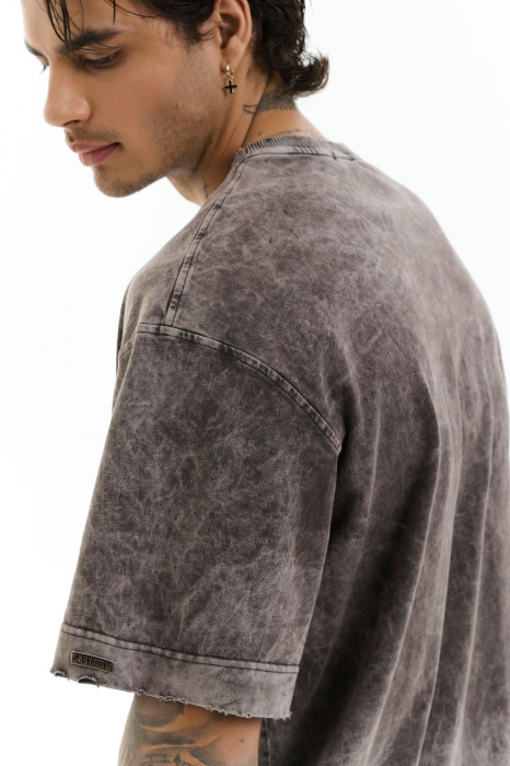 Tricou oversize SVYATOY cu efect rupt, gri. [2]