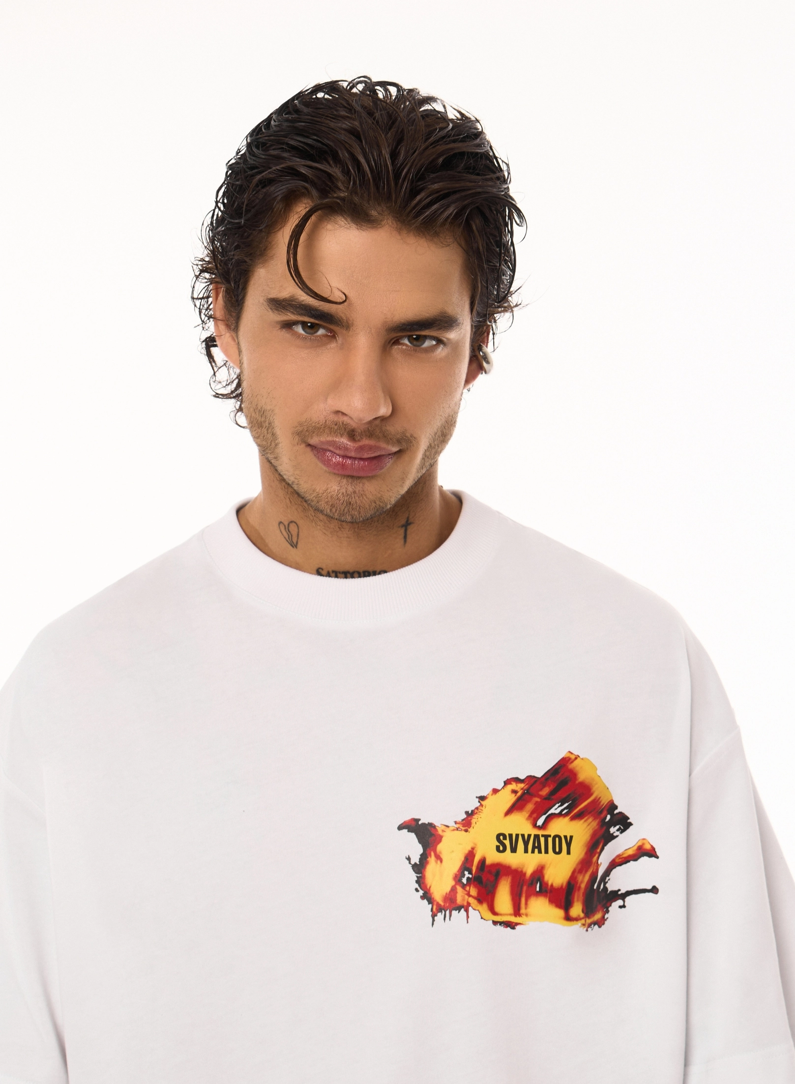 Tricou OVERSIZE SVYATOY Fire, alb [3]