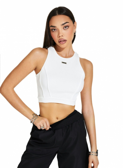 Tricou - top cu reliefuri, Alb [1]