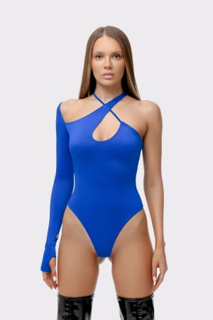 Pentru EA - Body cu decupaje, asimetric, albastru închis