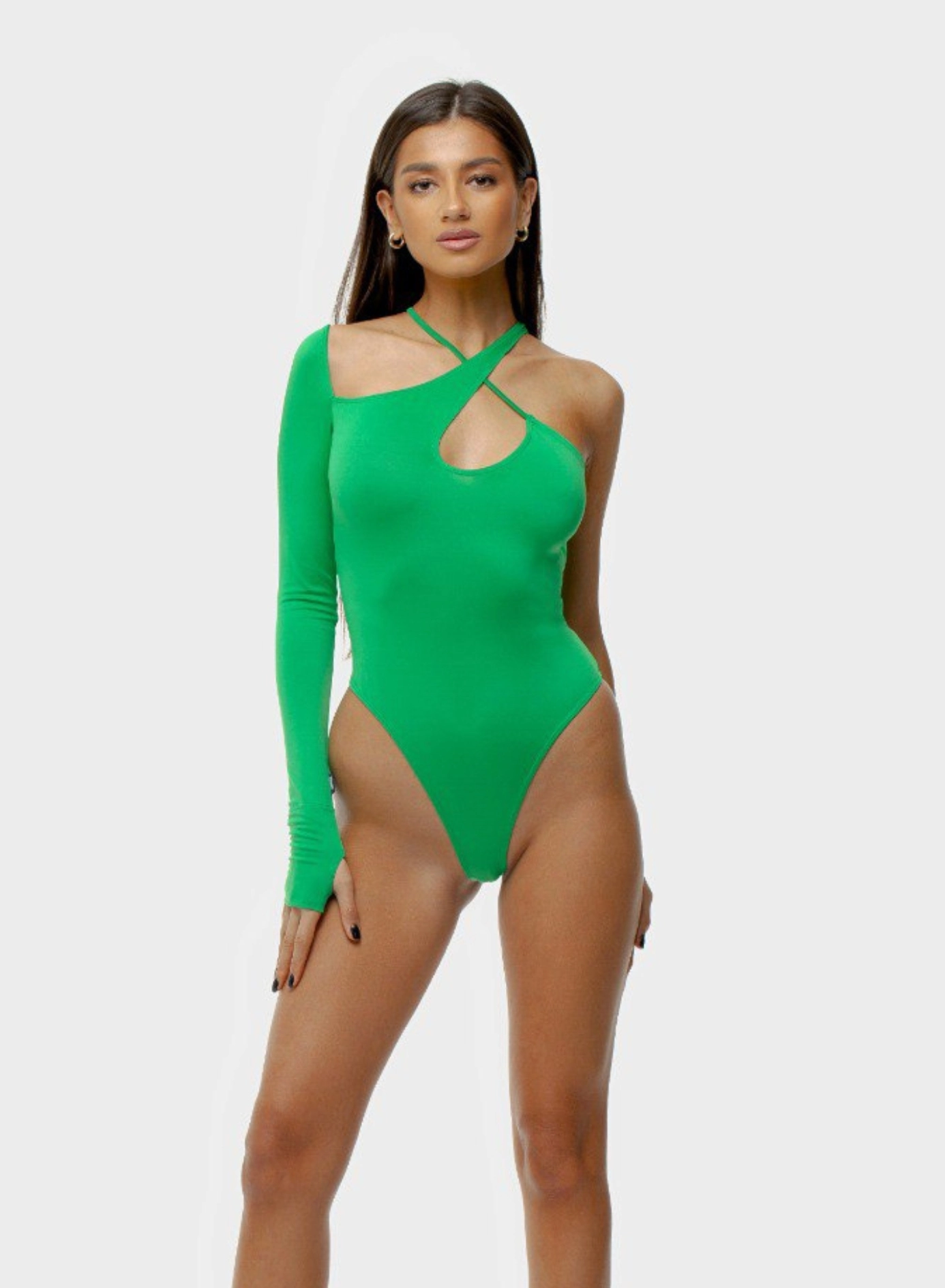 Pentru EA - Body cu decupaje, asimetric, verde