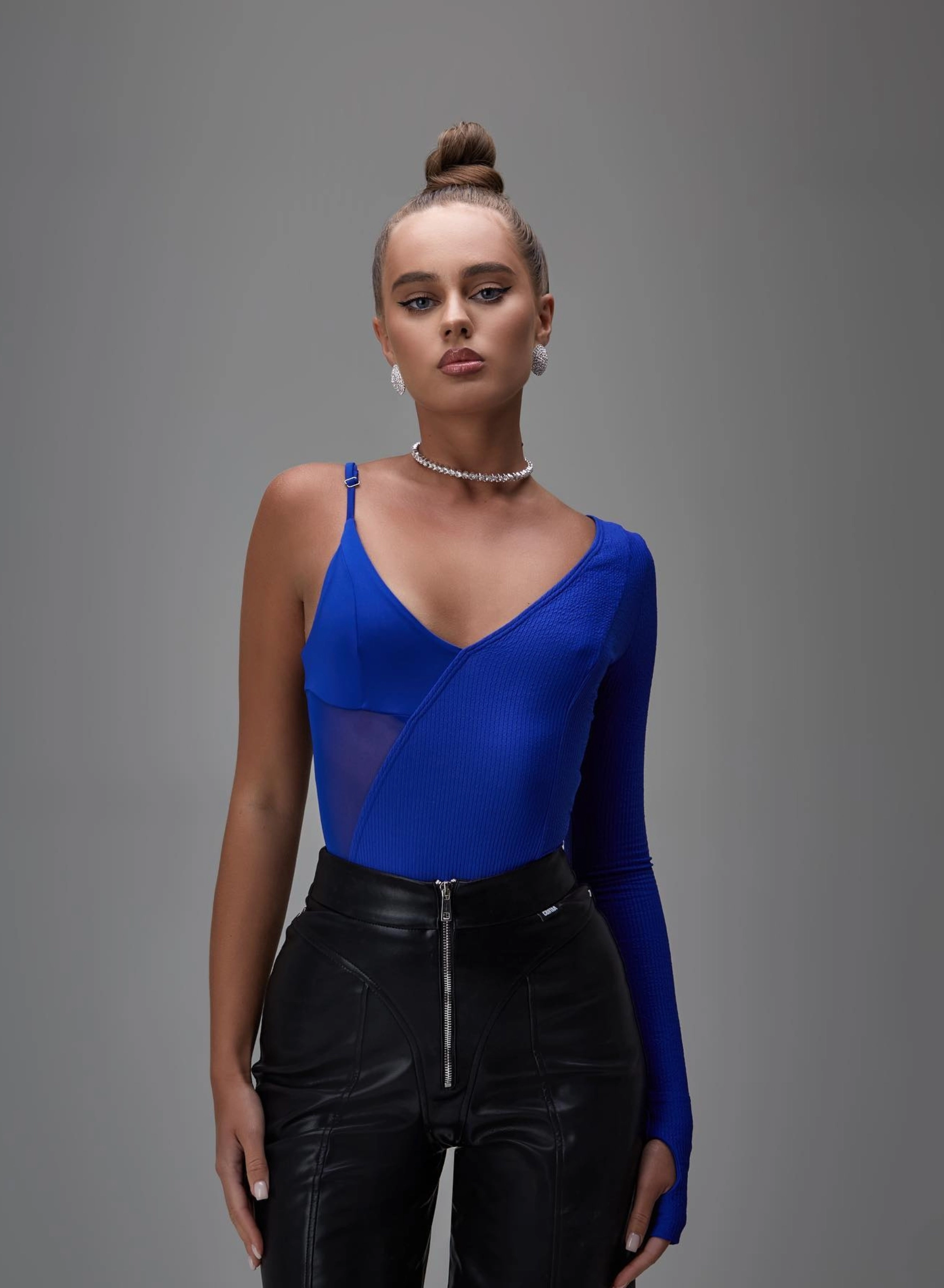 Pentru EA - Body cu inserții din plasă, albastru electric