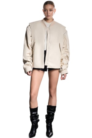 JACHETE - Bomber din piele ecologica, cream