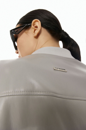 Bomber din piele ecologica, gri [1]