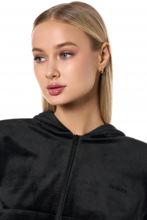 Compleu cu fermoar din velur, negru [3]