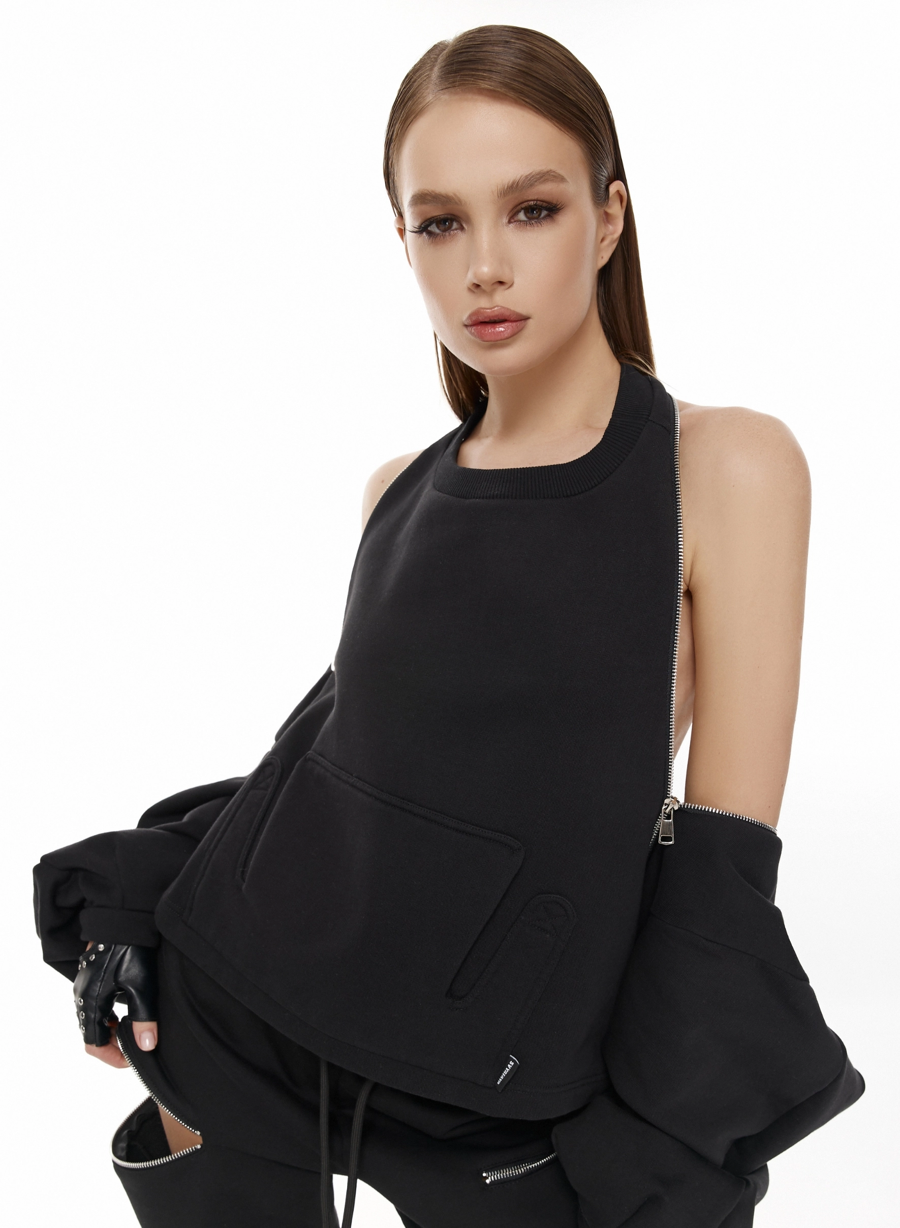 Compleu cu fermoare de accent, negru [2]