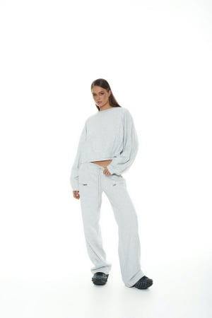 COMPLEURI - Compleu gri-melange cu fermoare